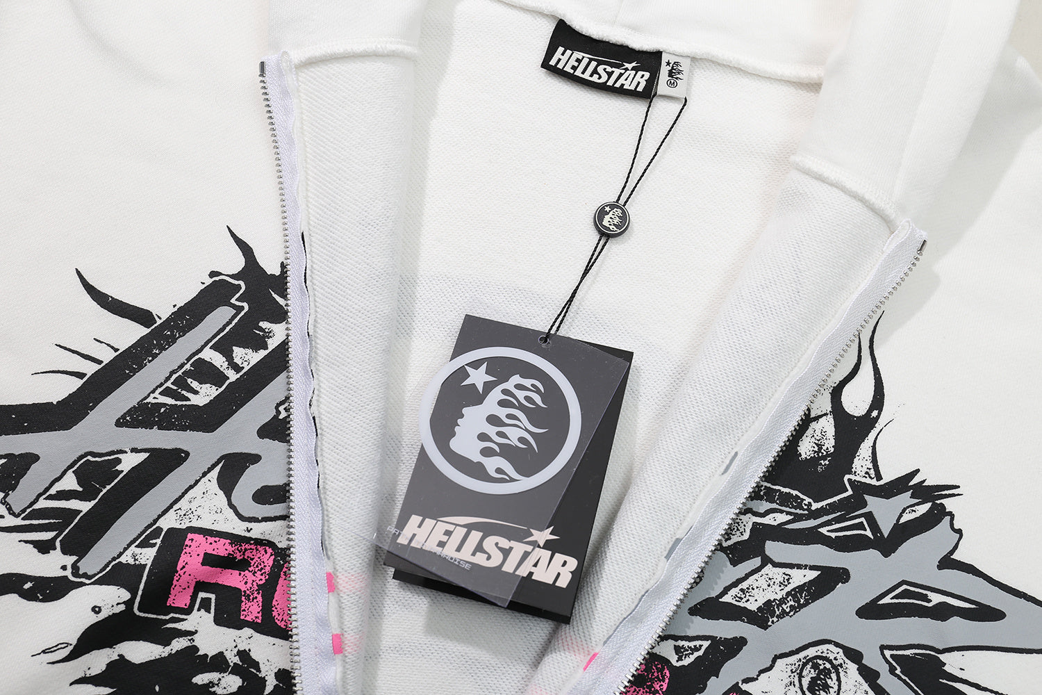 Hoodie Hellstar "  "Inferno Records" Zip-Up (White Edition)