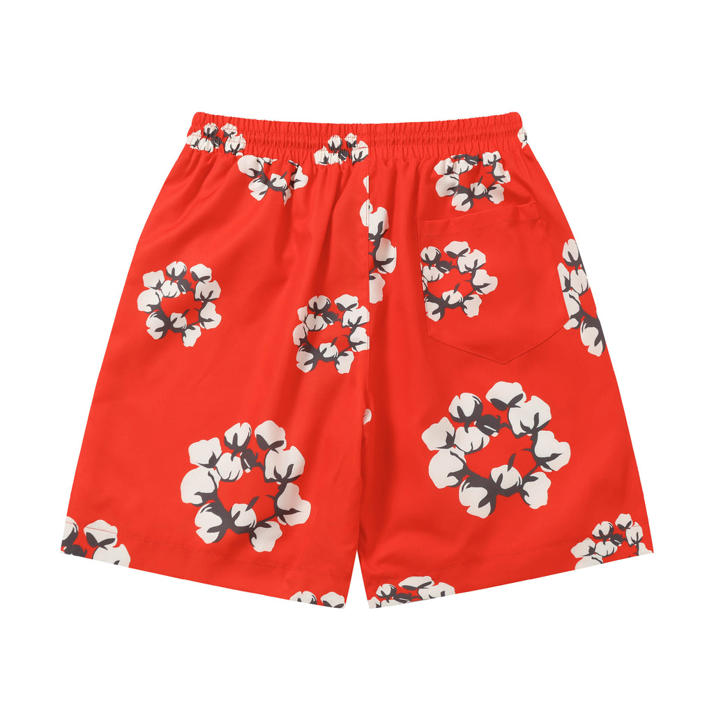 Denim Tears Cotton Wreath Sweatshorts Red