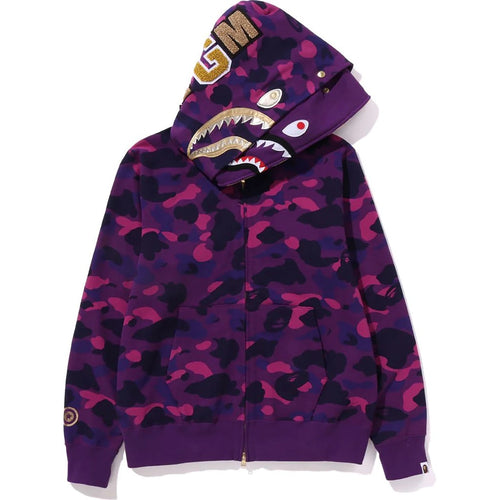 Bape Color Camo Purple Shark Full Zip Hoodie