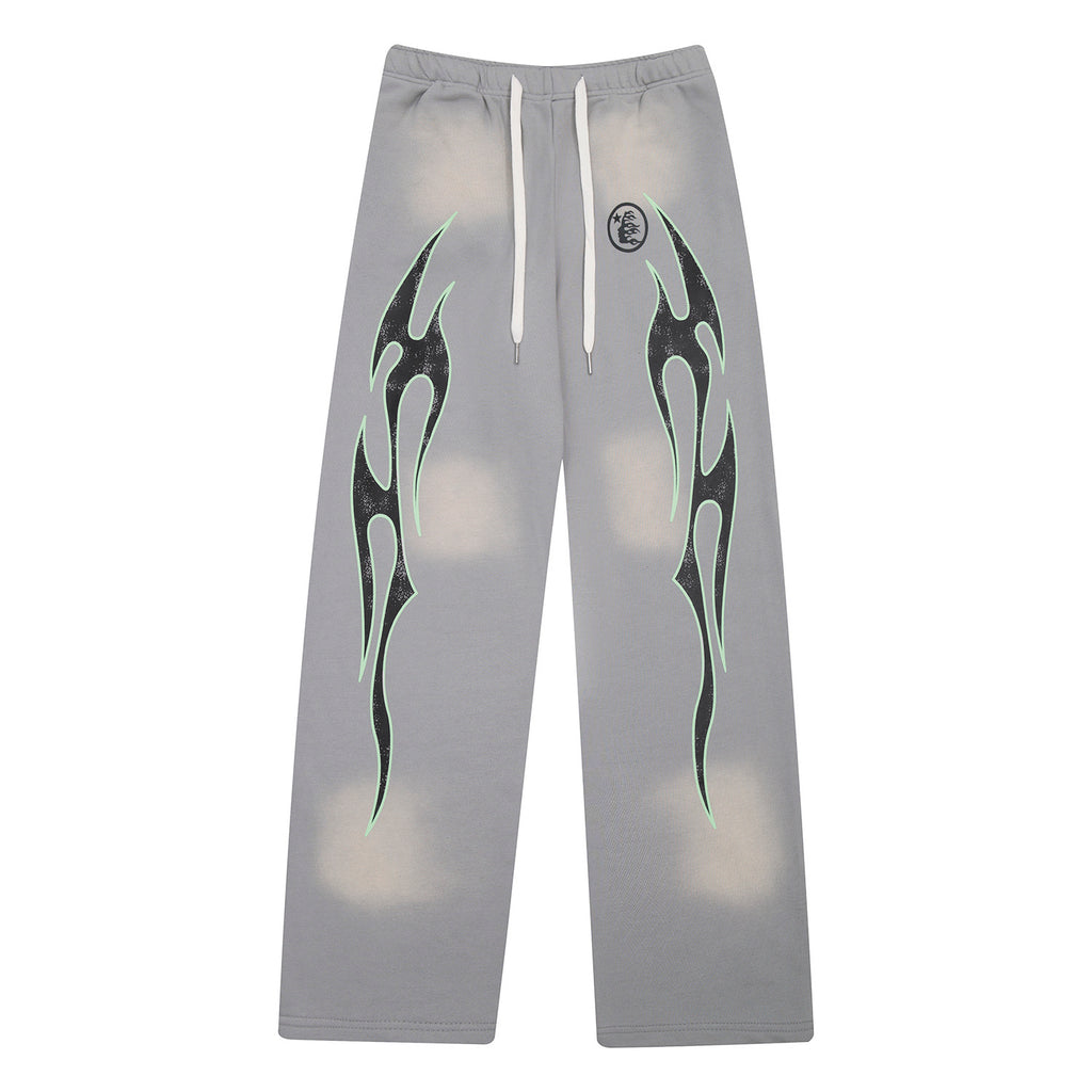 Sweatpants Hellstar Grey "Neon Trace Flame"