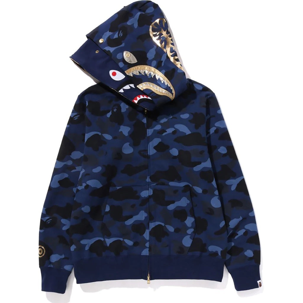 Bape Color Camo Navy / Blue Shark Full Zip Hoodie