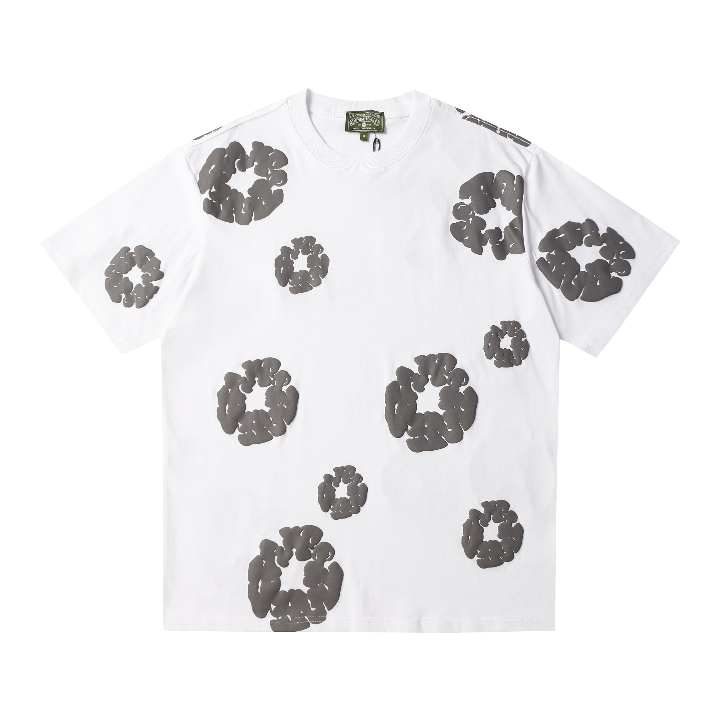 Camisa Denim Tears  Cotton Wreath Tee - Charcoal (Blanco) / Flores Grises.