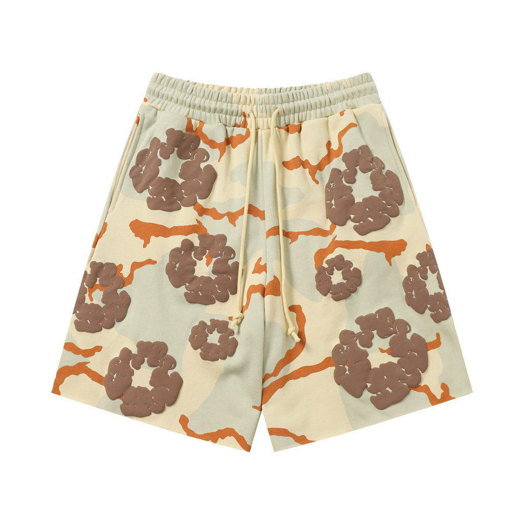 Denim Tears Cotton Wreath Sweatshorts Orange Camo/Brown