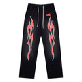Sweatpants Hellstar Athletics Black "Red Texture Flame"