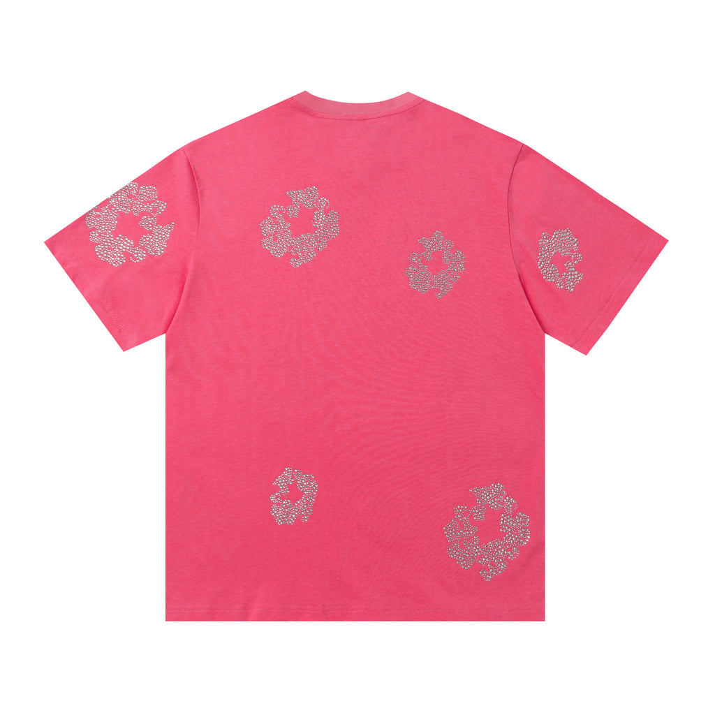 Camisa Denim Tears  Cotton Wreath Rhinestone Tee Pink