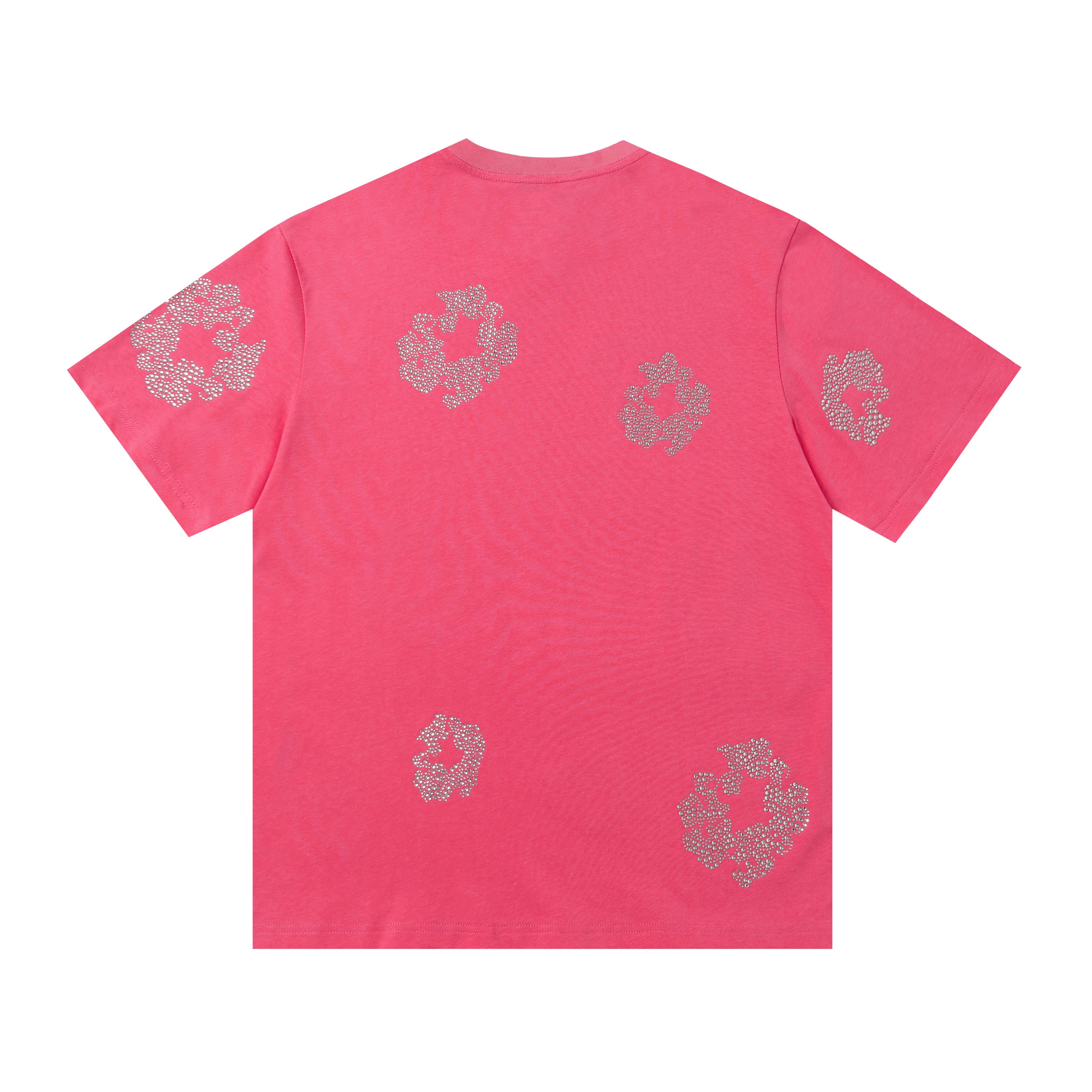 Camisa Denim Tears  Cotton Wreath Rhinestone Tee Pink