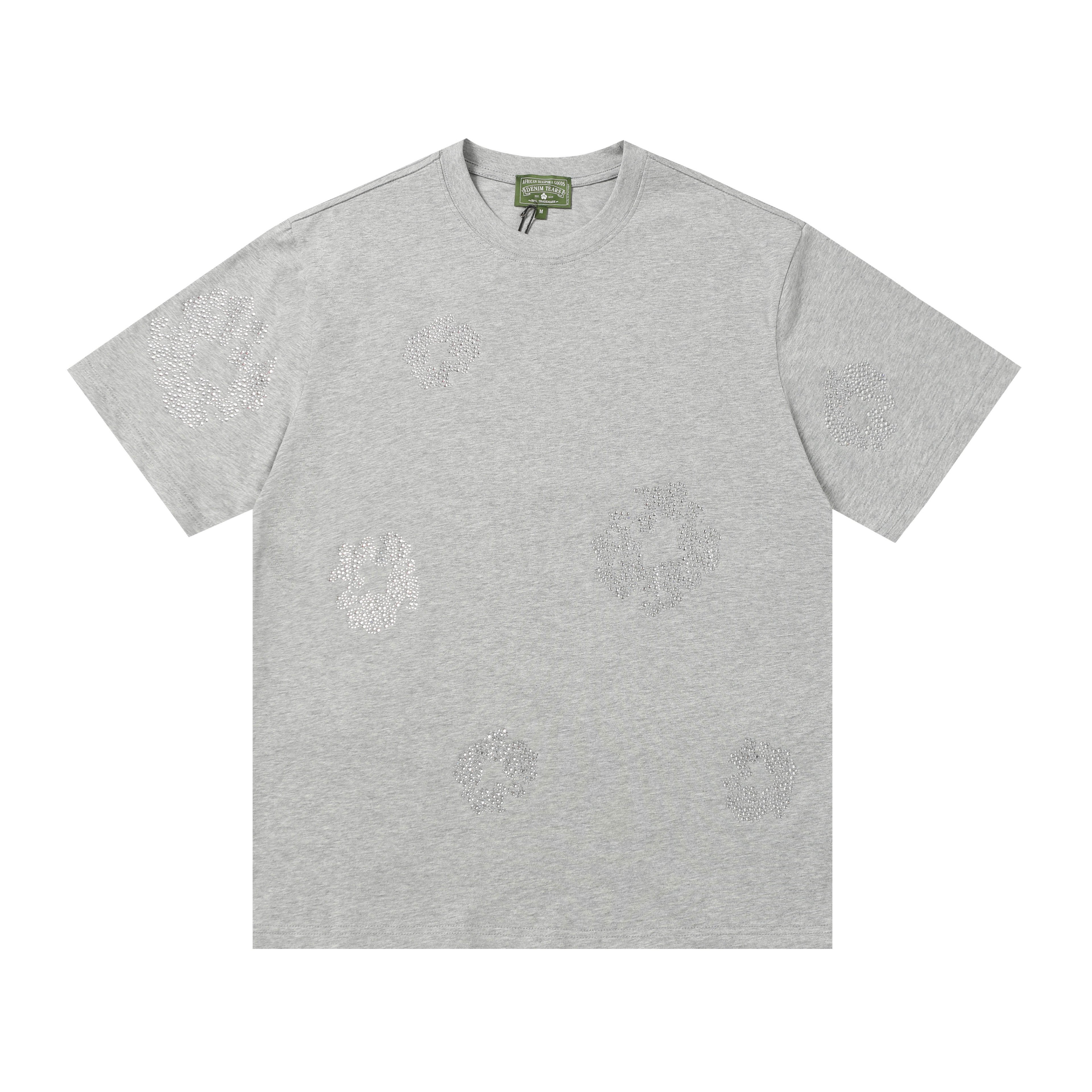 Camisa Denim Tears  Cotton Wreath Rhinestone Tee Grey