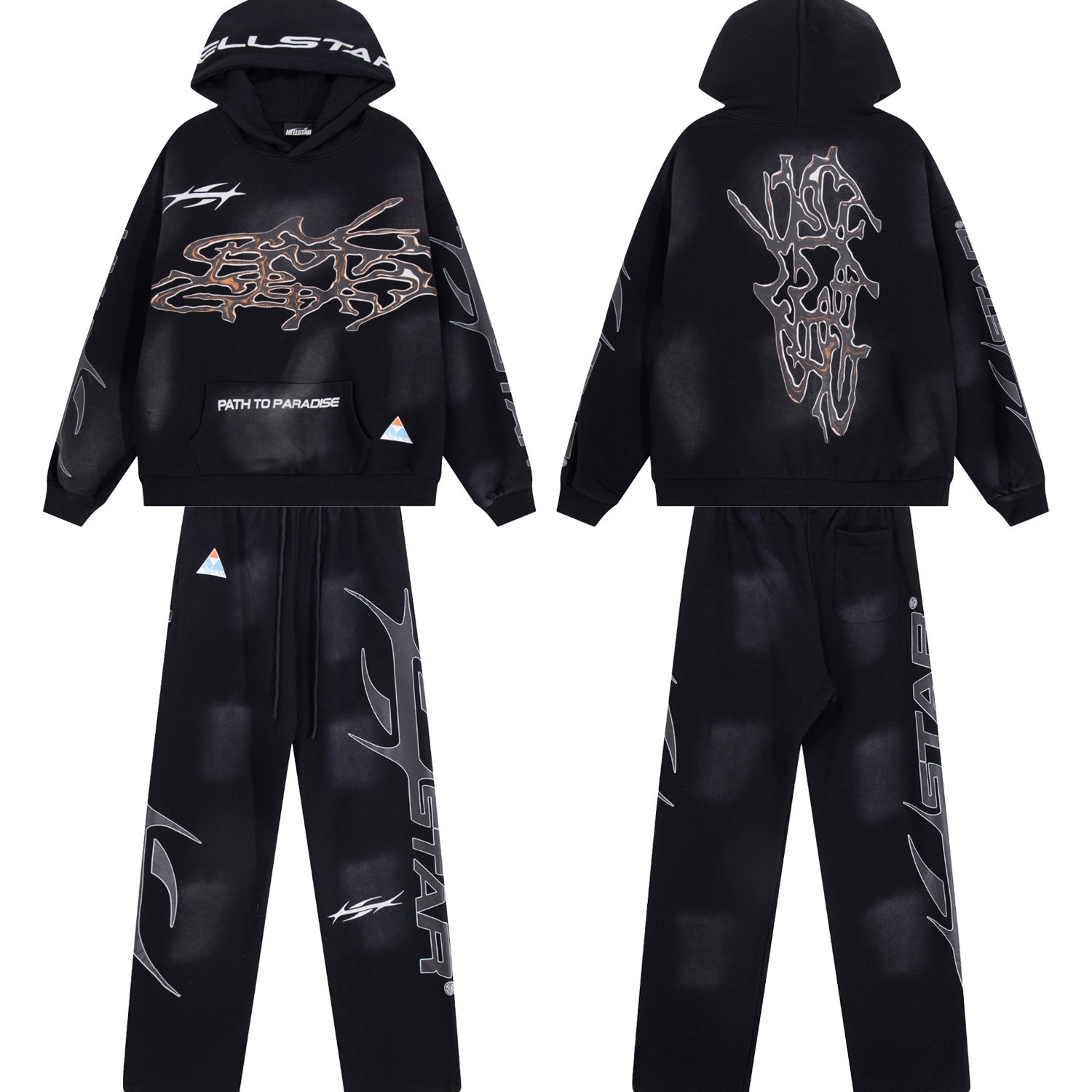 Conjunto Hellstar "Brainwashed" Tracksuit (Black & Stone Edition)