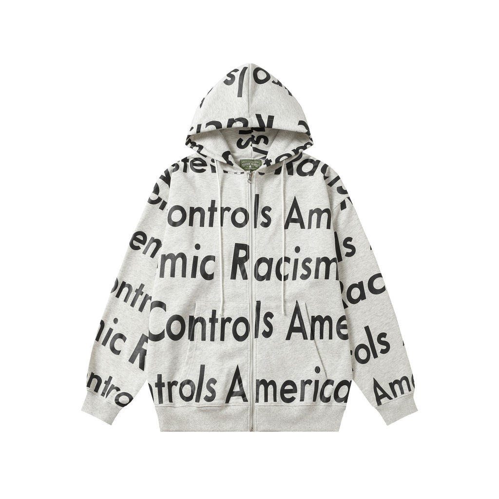Hoodie Denim Tears Economic Racism Zip-Up  (Grey Heather)