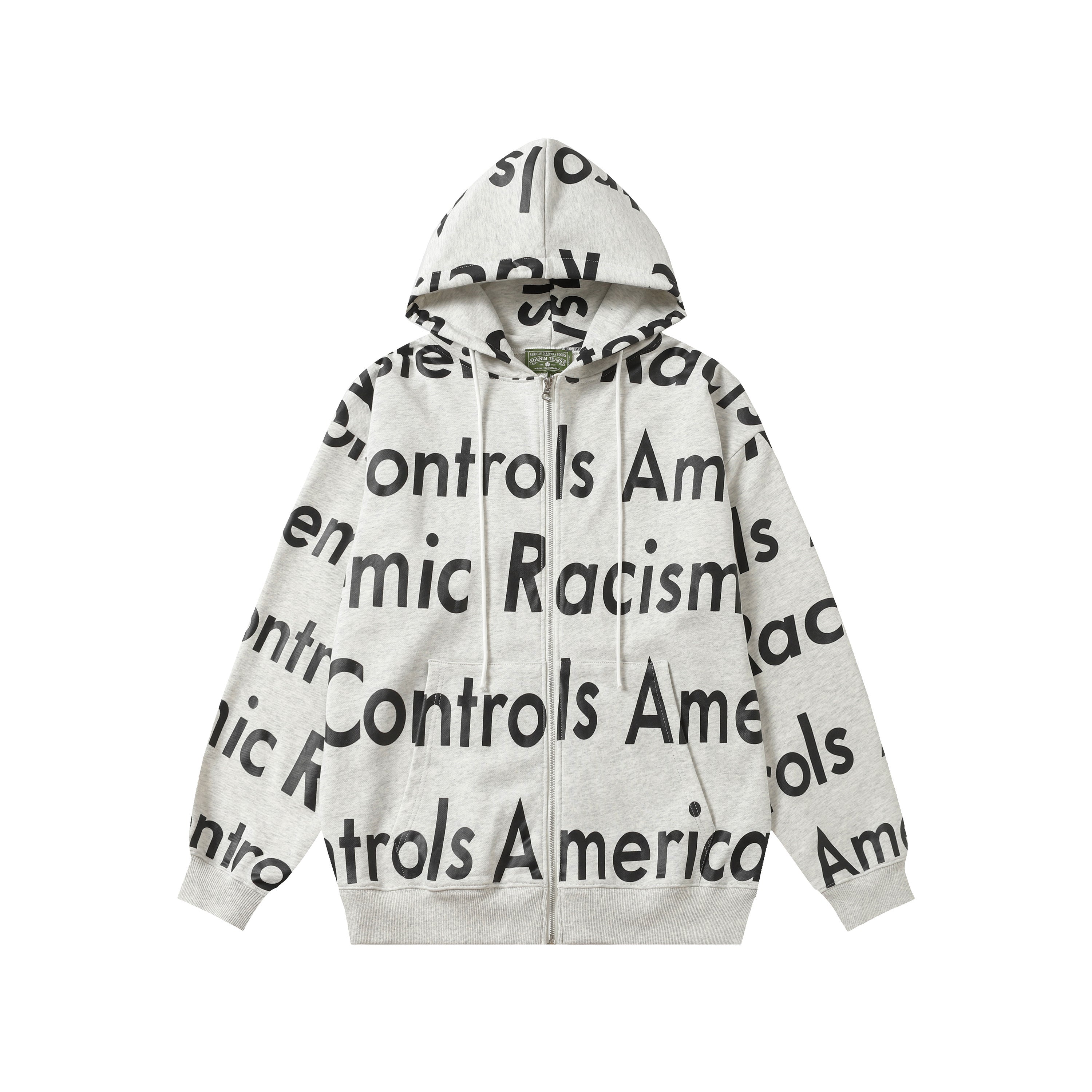Hoodie Denim Tears Economic Racism Zip-Up  (Grey Heather)