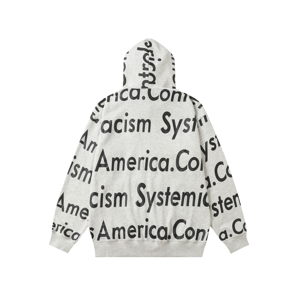 Hoodie Denim Tears Economic Racism Zip-Up  (Grey Heather)