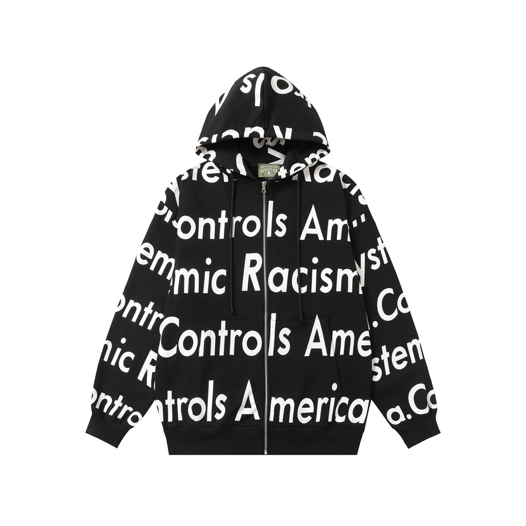Hoodie Denim Tears Economic Racism Zip-Up (Black)