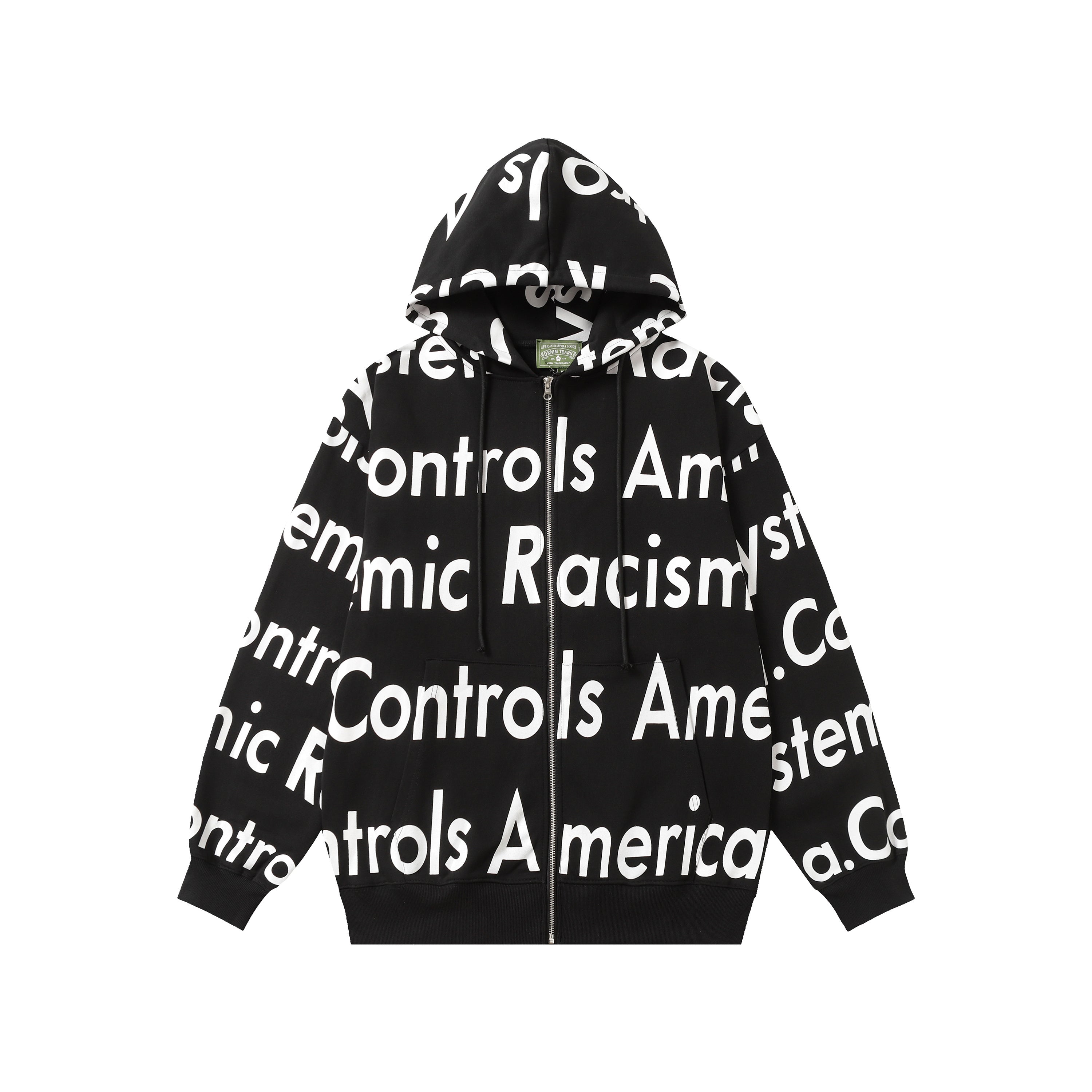 Hoodie Denim Tears Economic Racism Zip-Up (Black)