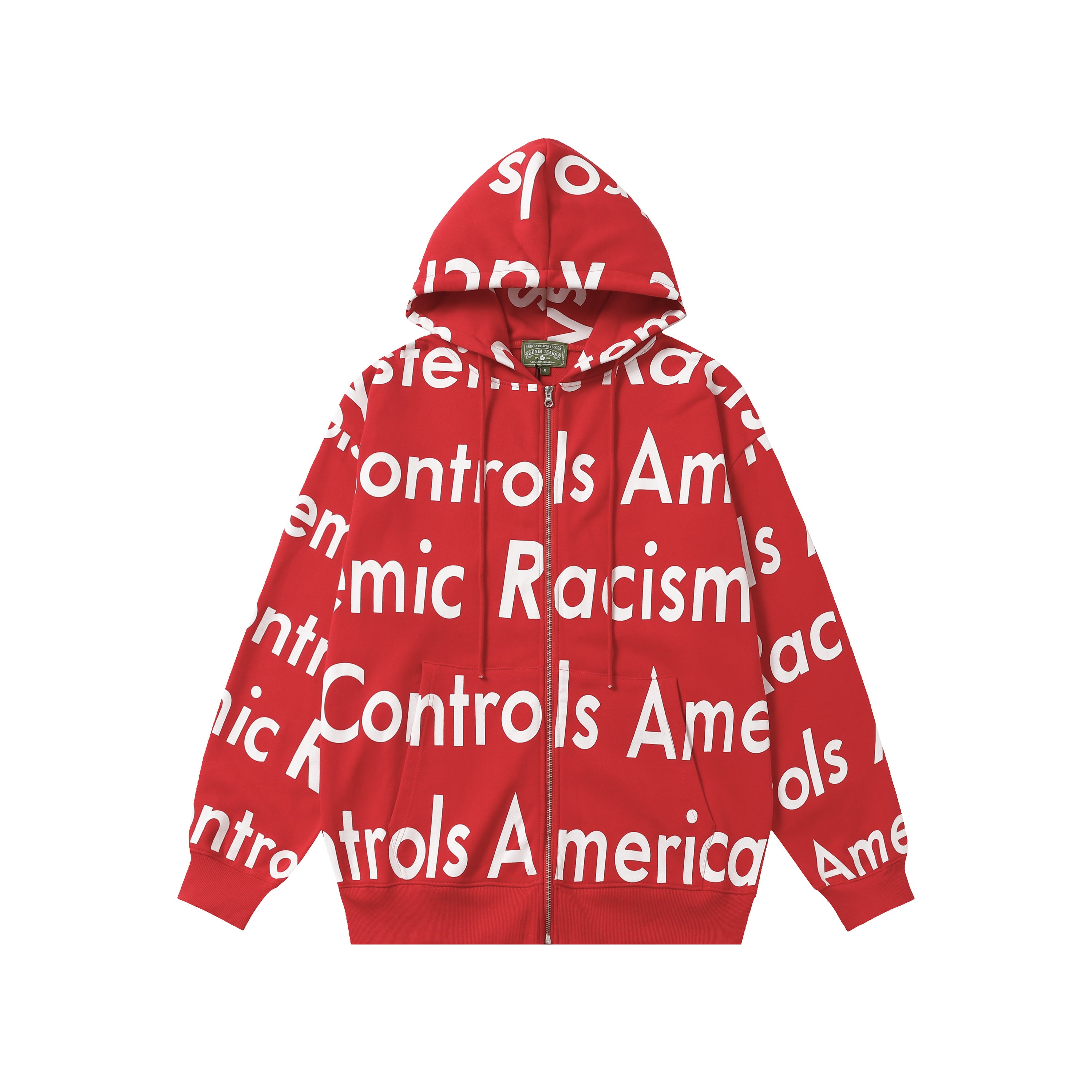 Hoodie Denim Tears Economic Racism Zip-Up (Red)