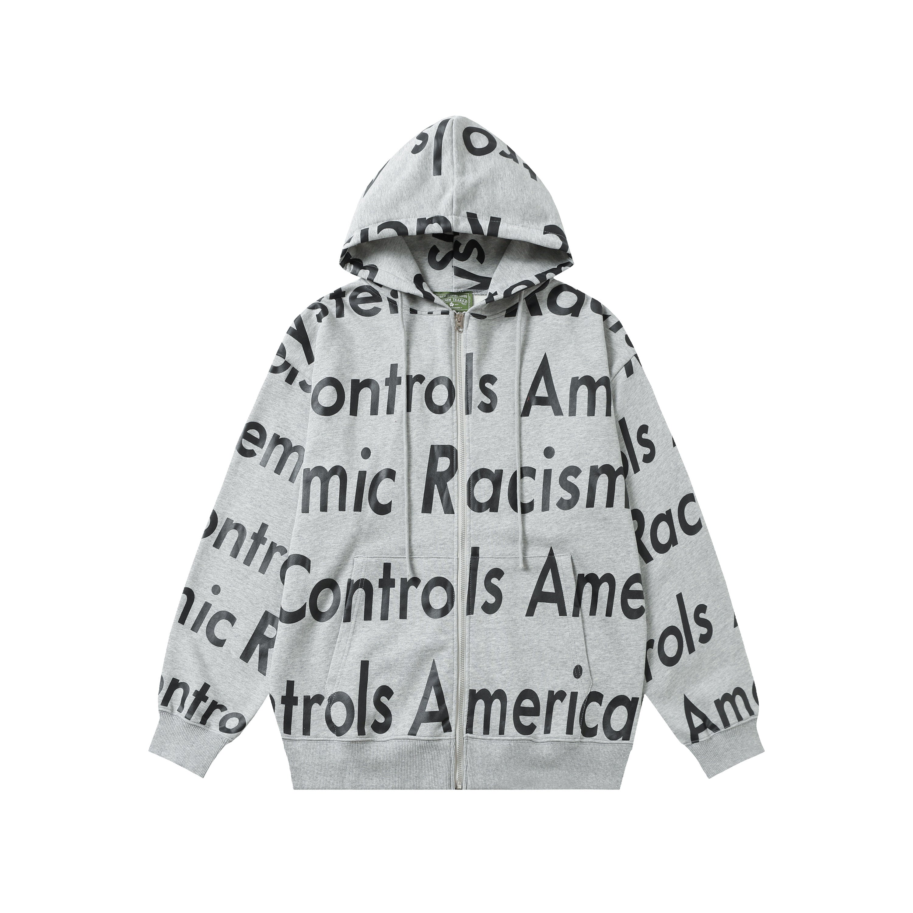 Hoodie Denim Tears Economic Racism Zip-Up (Grey Heather)