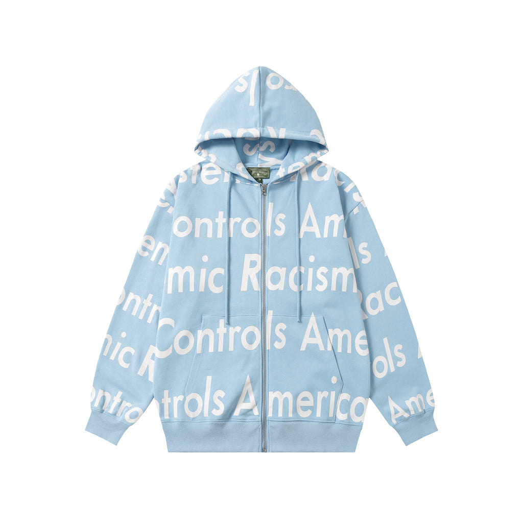 Hoodie Denim Tears Economic Racism Zip-Up (Light Blue)