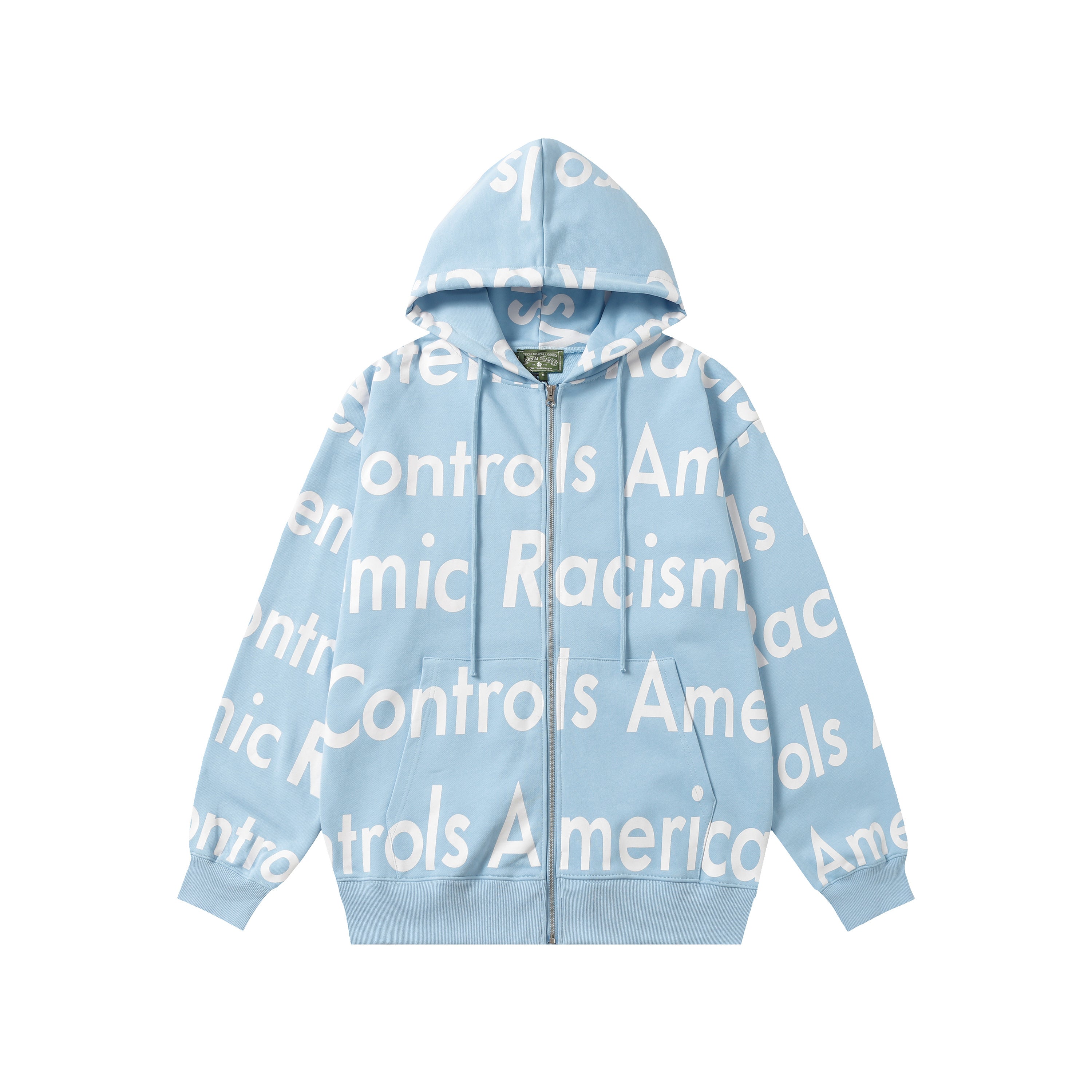 Hoodie Denim Tears Economic Racism Zip-Up (Light Blue)
