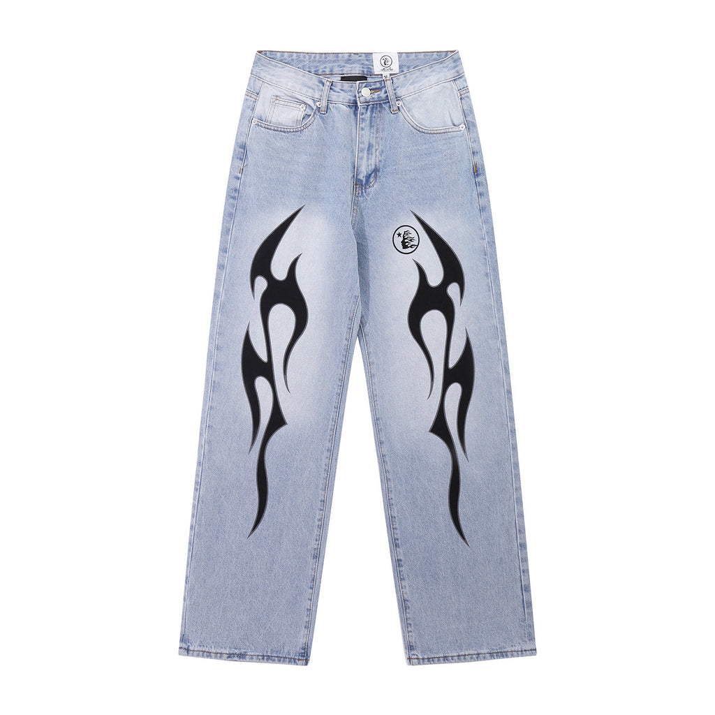 Jeans Hellstar Athletics Light Blue "Center Logo" Denim