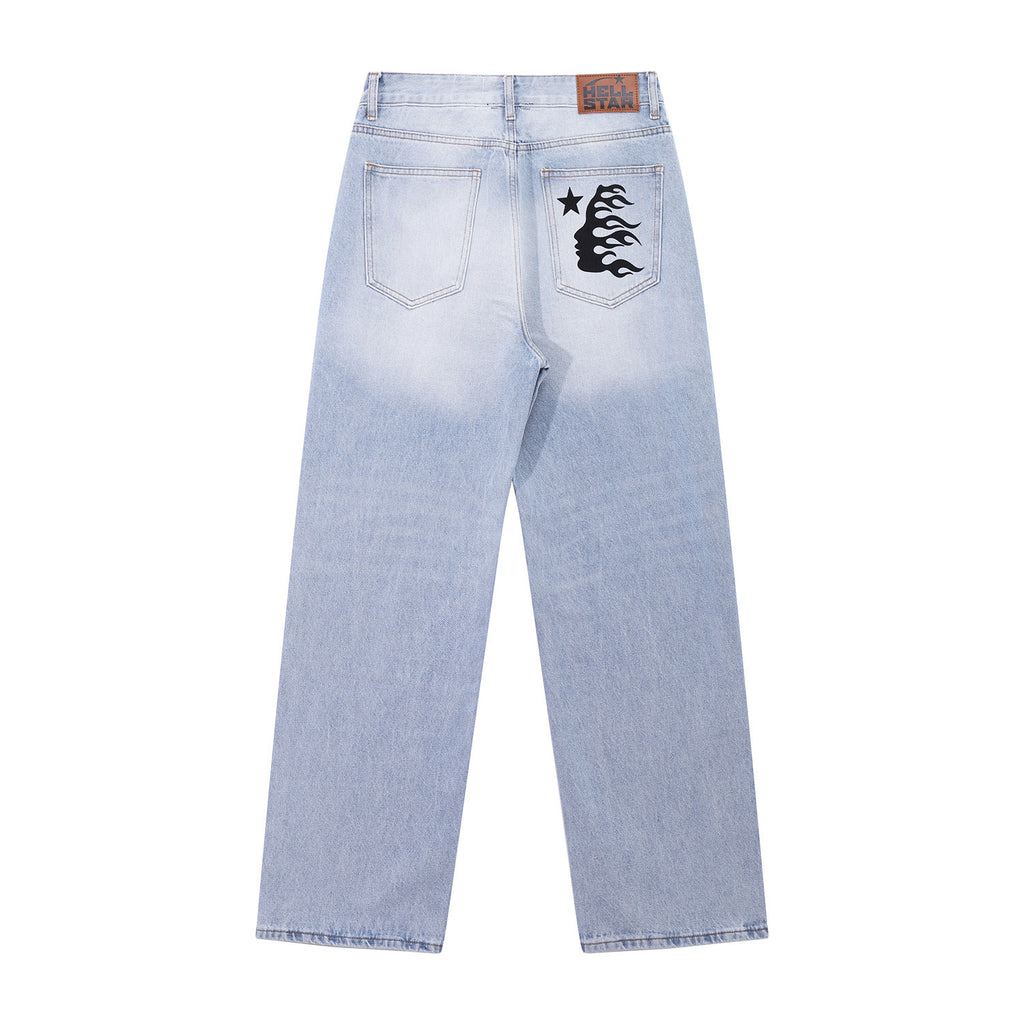 Jeans Hellstar Athletics Light Blue "Center Logo" Denim