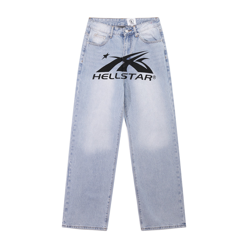 Jeans Hellstar Athletics  Light Blue "Center Logo" Denim