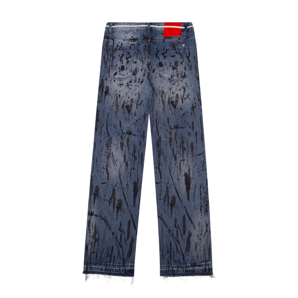 Jeans Hellstar Athletics  Blue "Distressed Splatter" Denim