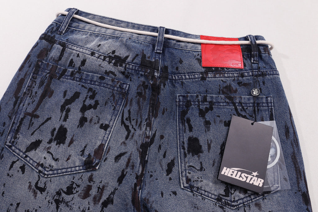 Jeans Hellstar Athletics  Blue "Distressed Splatter" Denim