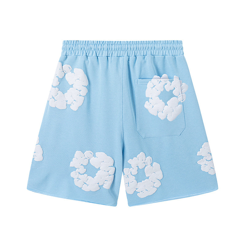Denim Tears Cotton Wreath Sweatshorts Light Blue/White