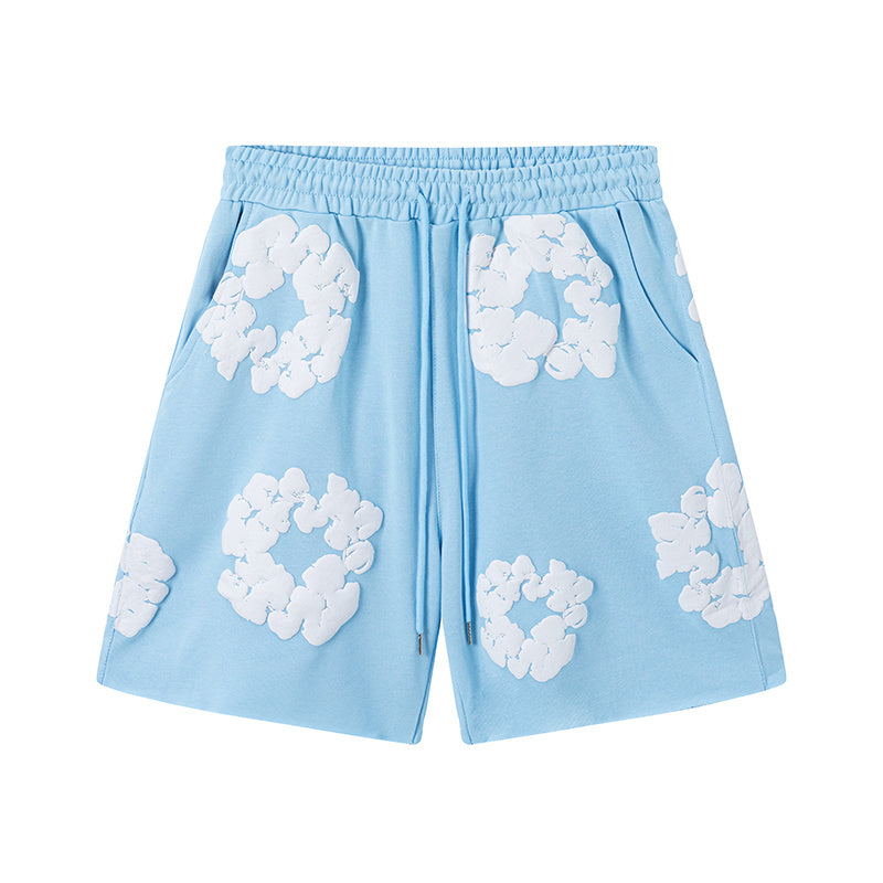 Denim Tears Cotton Wreath Sweatshorts Light Blue/White