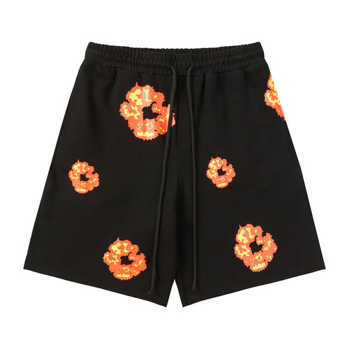 Denim Tears Cotton Wreath Sweatshorts Black/Orange-Yellow