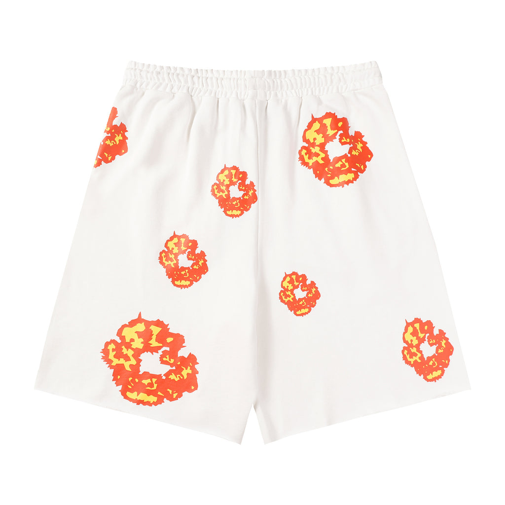 Denim Tears Cotton Wreath Sweatshorts White/Orange-Yellow