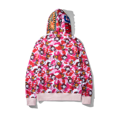 Bape x Hello Kitty Camo Shark Full Zip Hoodie Pink