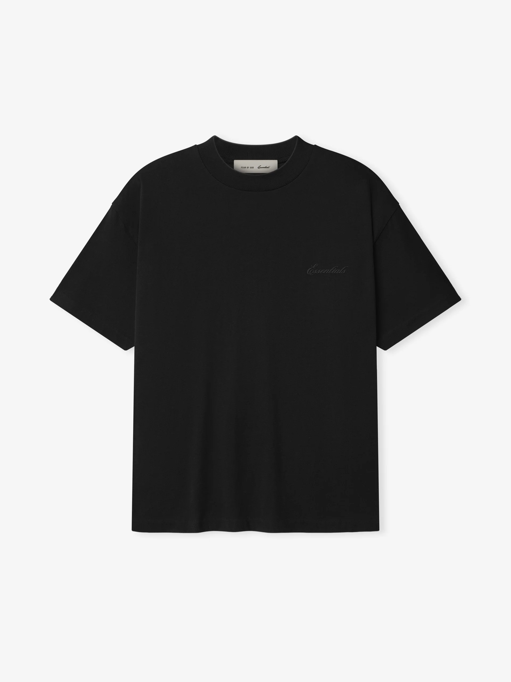 Essentials Playera Script Logo Chest Tee. (black)