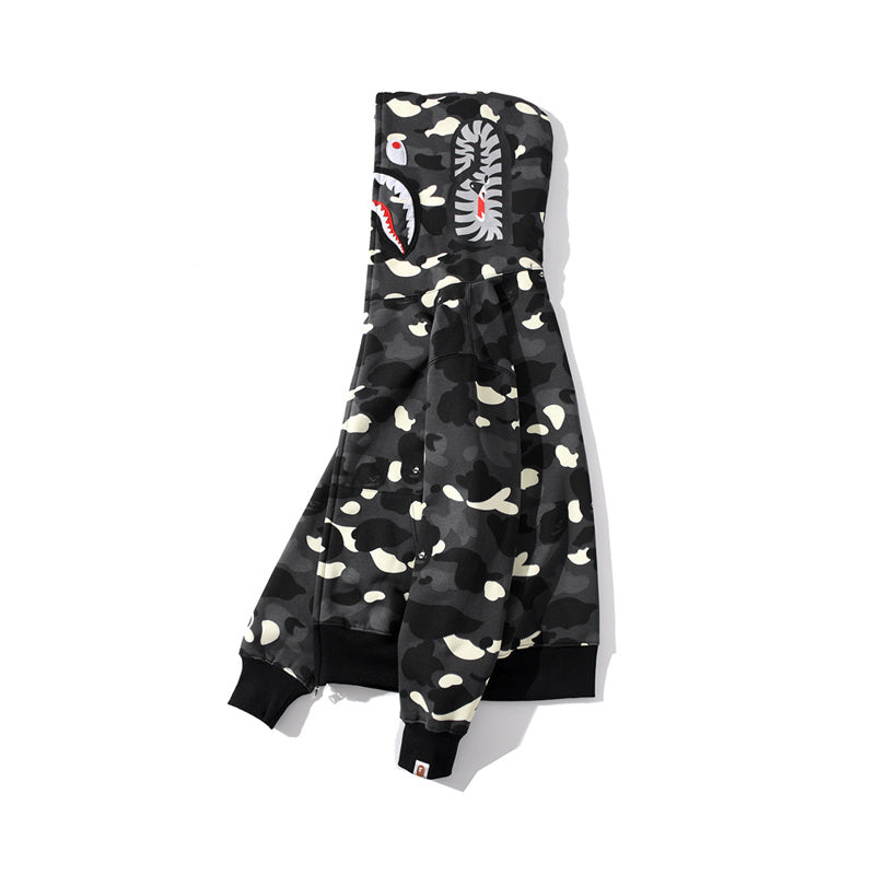 Bape City Camo Shark Full Zip Hoodie  Black / Glow in the Dark