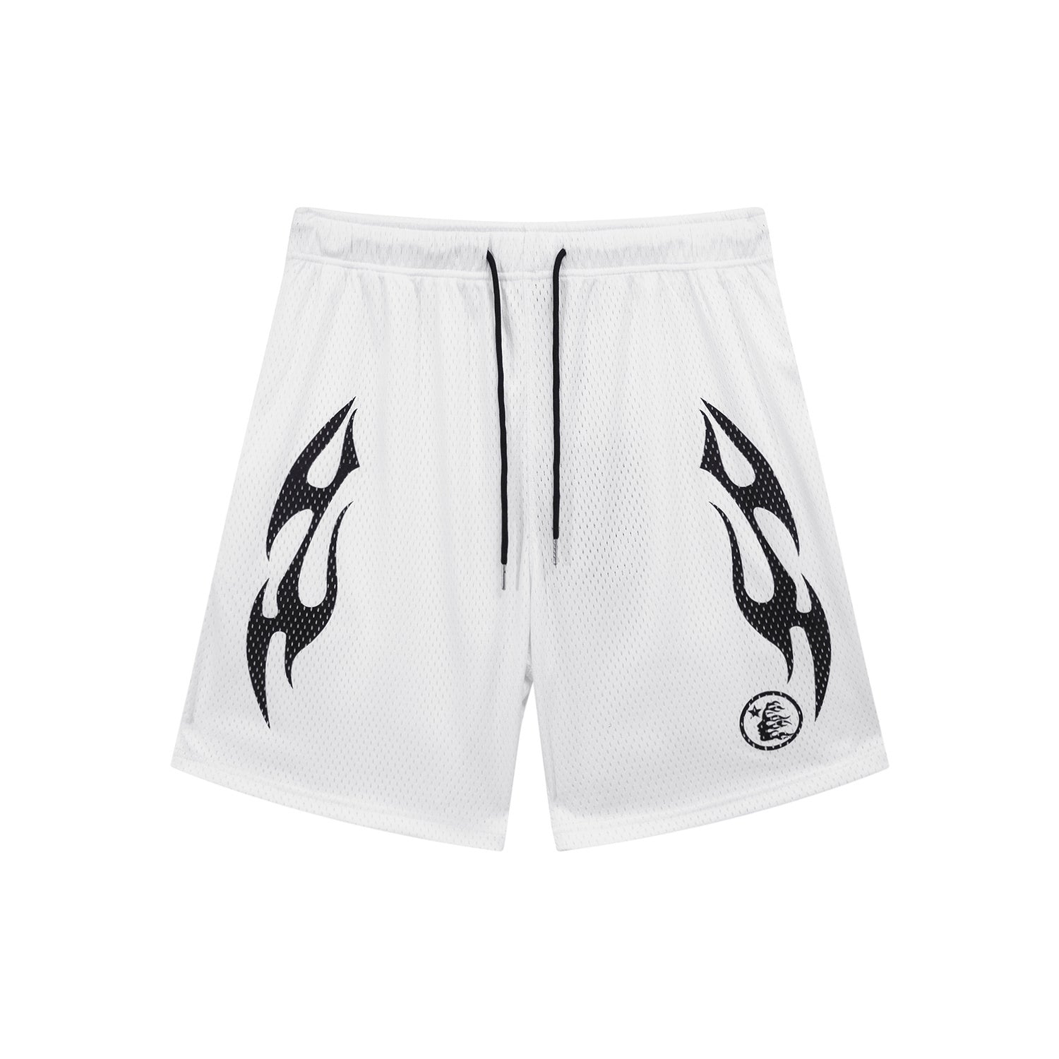 Shorts Hellstar Athletics Mesh "Black Flame"  (White Edition)