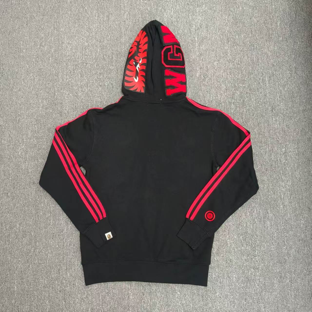 Bape Double Shark Full Zip Hoodie Red / Black