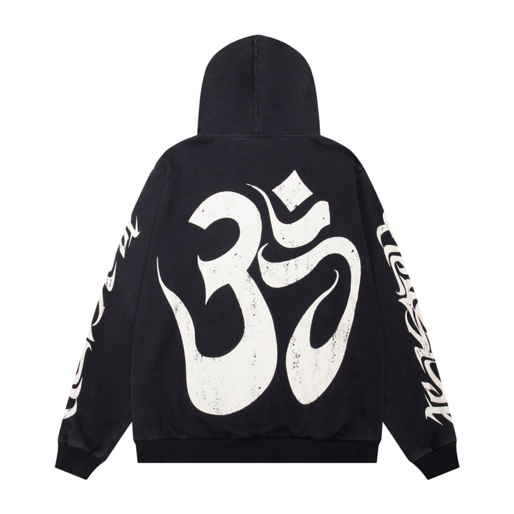 Hoodie Hellstar "Om Yoga" Zip-Up  (Washed Black Edition)