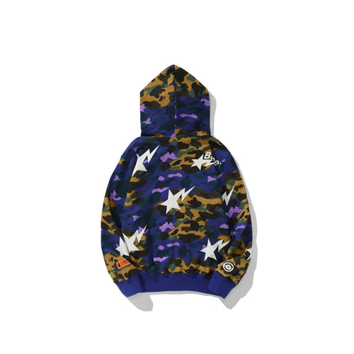 Bape Multi-Pocket Shark Full Zip Hoodie Black / 1st Camo Green