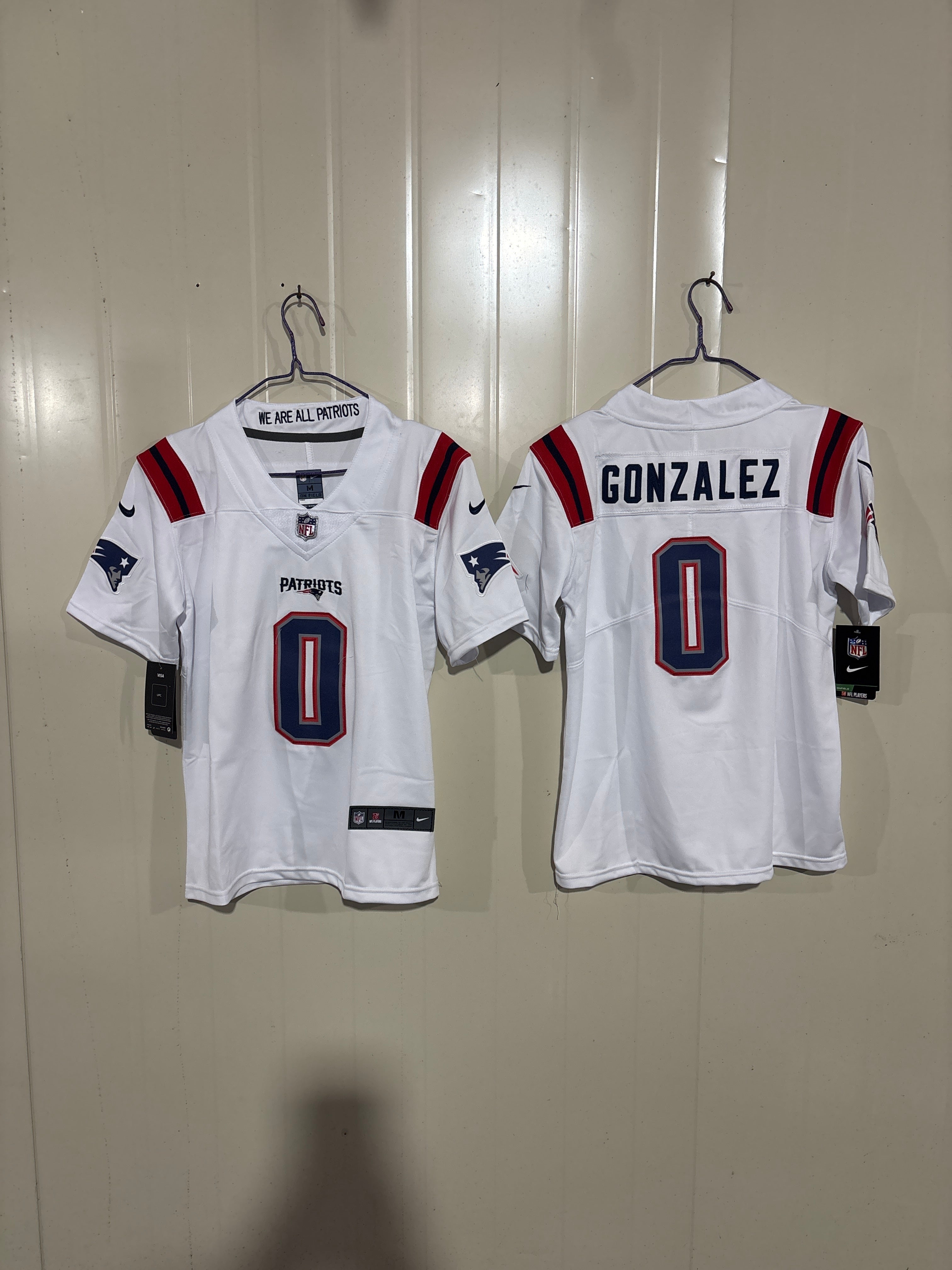 NFL New England Patriots Christian Gonzalez Nike Away Game Jersey (White Edition)