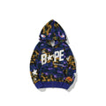 Bape Multi-Pocket Shark Full Zip Hoodie Black / 1st Camo Green
