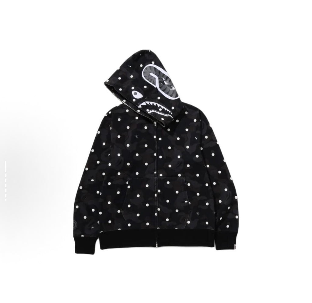 Bape Digital Camo Shark Full Zip Hoodie Black