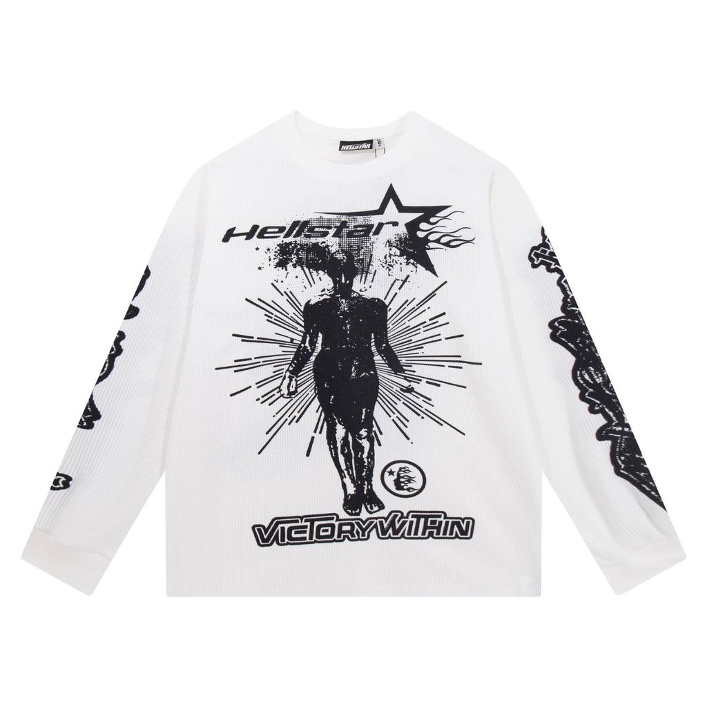 Hoodie Hellstar "Victory Within" Waffle Long Sleeve (White Edition)