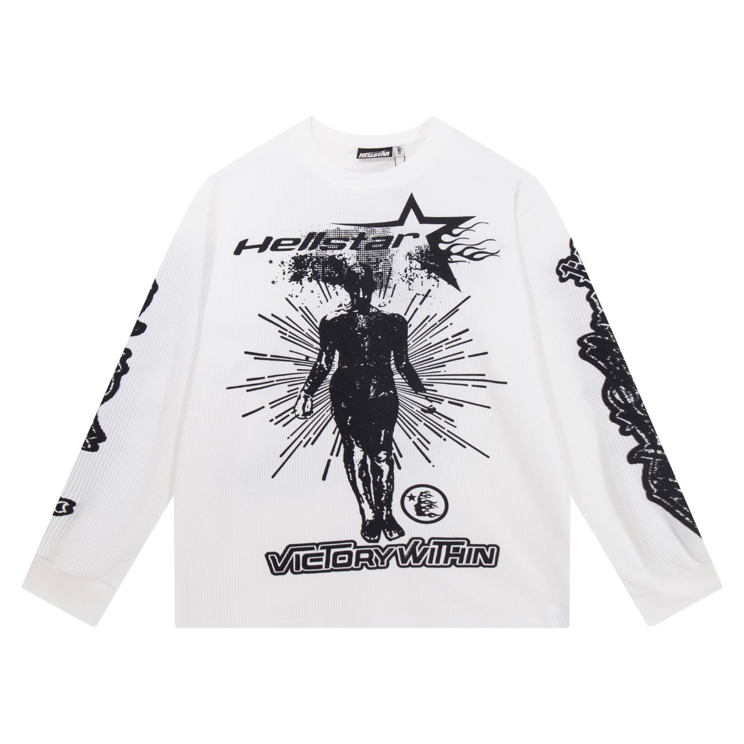 Hoodie Hellstar "Victory Within" Waffle Long Sleeve (White Edition)