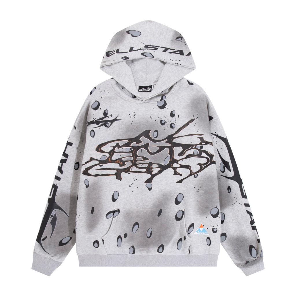 Hoodie Hellstar "Meteor Grip" (Grey & Black Splatter)