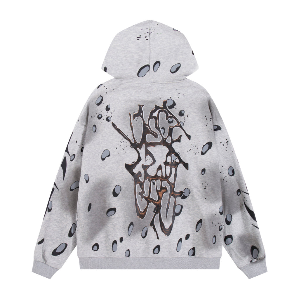 Hoodie Hellstar "Meteor Grip" (Grey & Black Splatter)