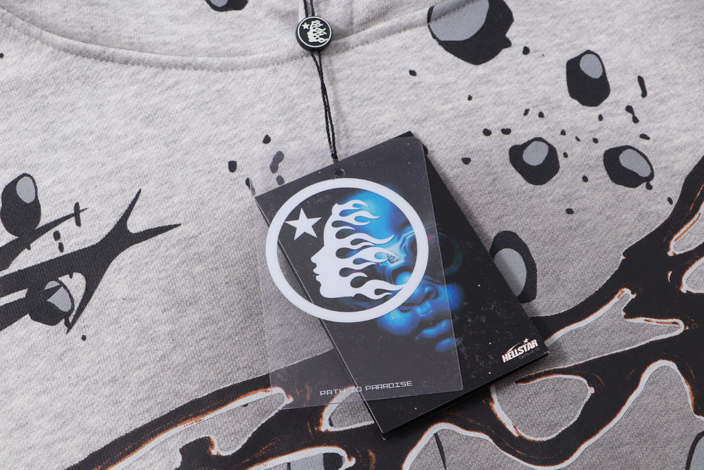 Hoodie Hellstar "Meteor Grip" (Grey & Black Splatter)