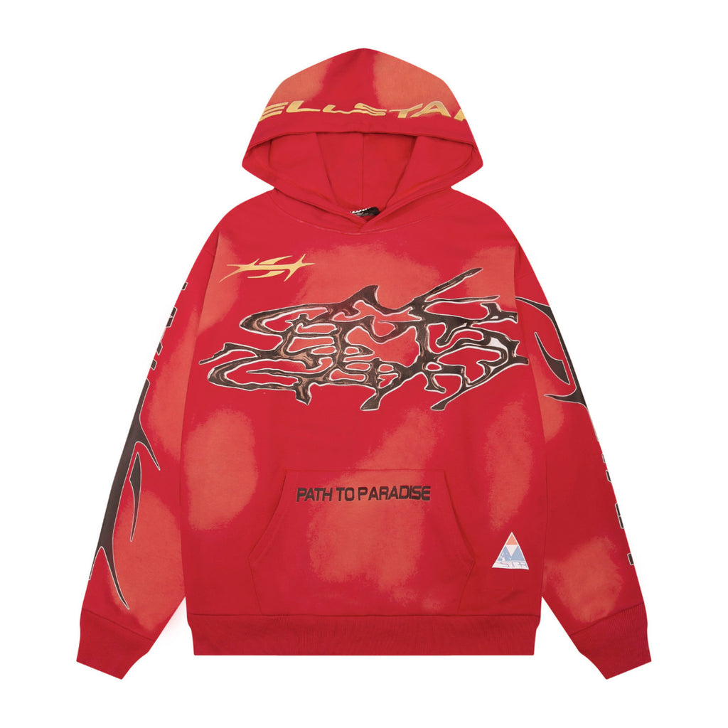 Hoodie Hellstar Athletics "Flame Bolt"  (Black & Red Edition)