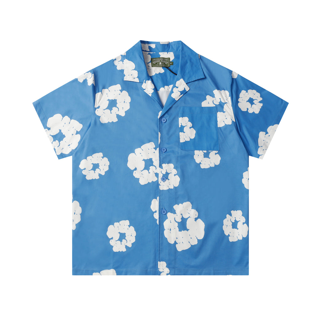 Camisa Denim Tears  Cotton Wreath Cuban Shirt Light Blue