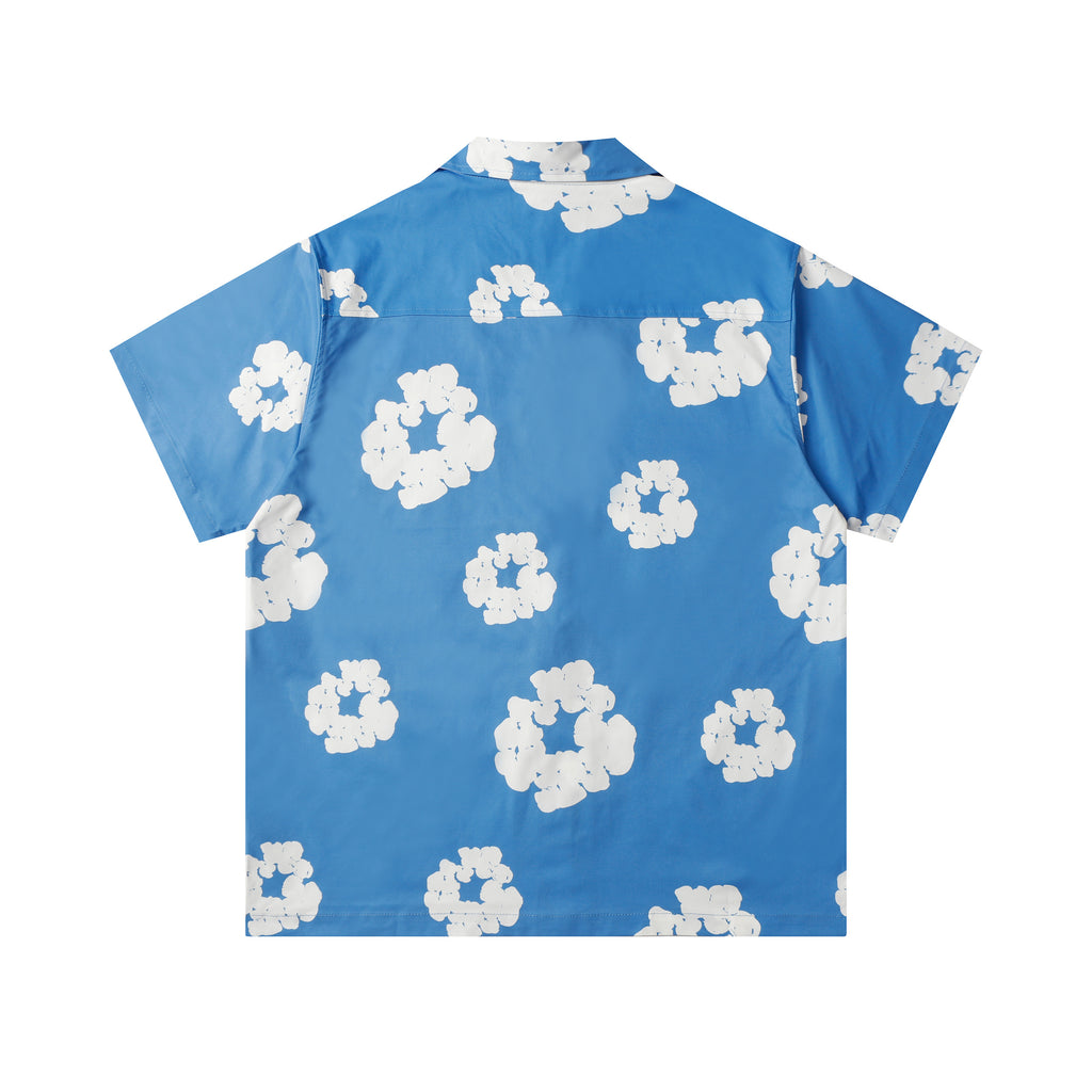 Camisa Denim Tears  Cotton Wreath Cuban Shirt Light Blue