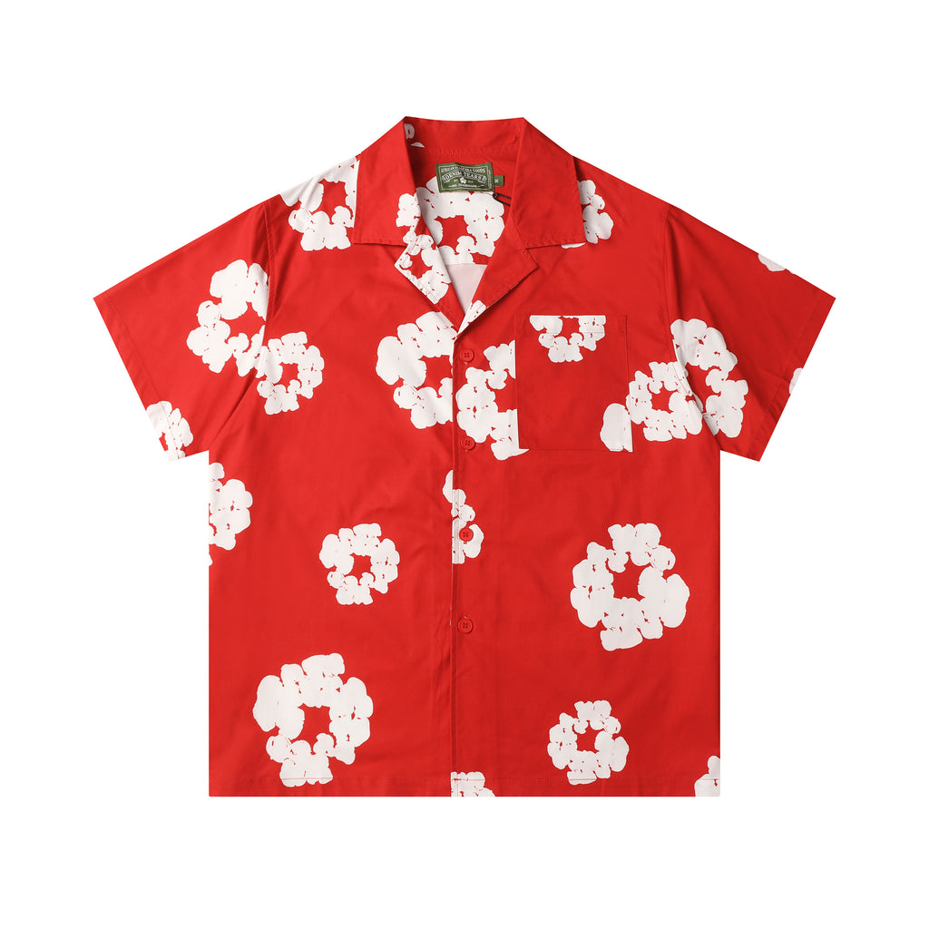 Camisa Denim Tears  Cotton Wreath Cuban Shirt Light Red