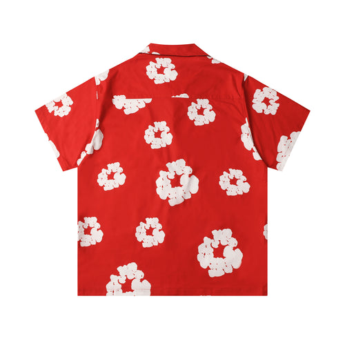 Camisa Denim Tears  Cotton Wreath Cuban Shirt Light Red